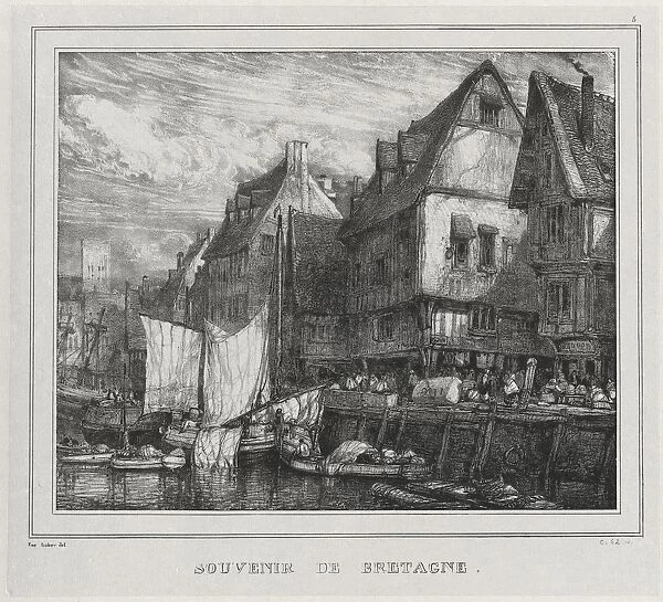 Souvenirs: Souvenir of Brittany, Plate 5, 1832. Creator: Eugene Isabey (French, 1803-1886); V