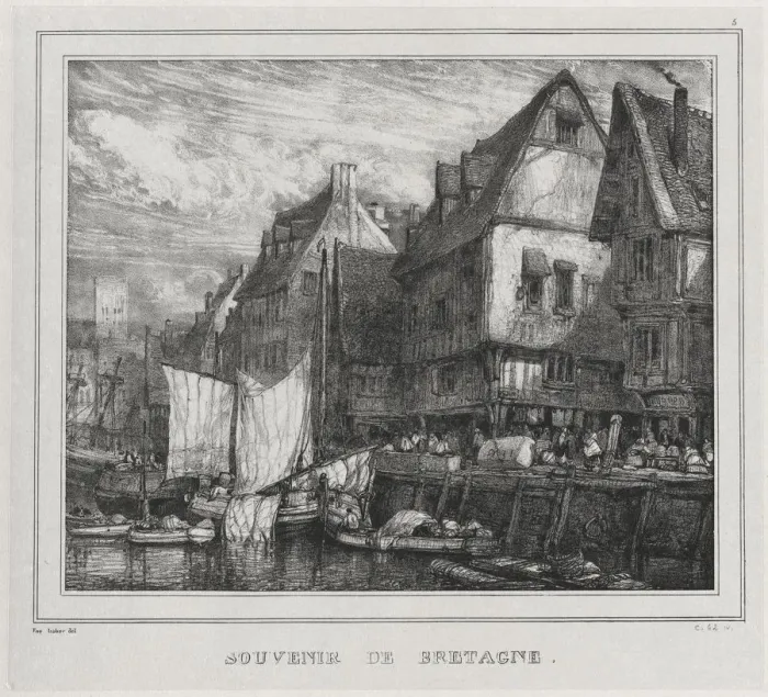 Framed Print : Souvenirs: Souvenir of Brittany, Plate 5, 1832. Creator: Eugene Isabey (French, 1803-1886); V Framed Print : Souvenirs: Souvenir of Brittany, Plate 5, 1832. Creator: Eugene Isabey (French, 1803-1886); V