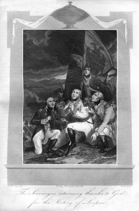 Framed Print : The sovereigns returning thanks to God for the victory of Leipzig, 1816. Artist: T Wallis Framed Print : The sovereigns returning thanks to God for the victory of Leipzig, 1816. Artist: T Wallis