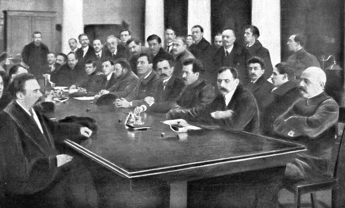 Framed Print : In Soviet Russia; Elected officials prevented from sitting.. 1917. Creator: Unknown Framed Print : In Soviet Russia; Elected officials prevented from sitting.. 1917. Creator: Unknown