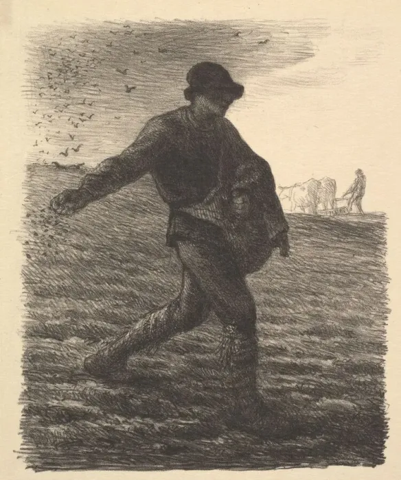 Framed Print : The Sower, 1851. Creator: Jean Francois Millet Framed Print : The Sower, 1851. Creator: Jean Francois Millet