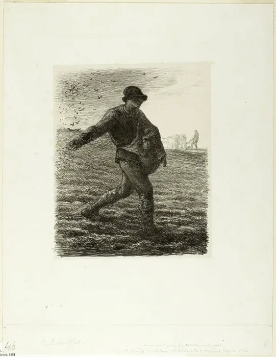 Framed Print : The Sower, 1851. Creator: Jean Francois Millet Framed Print : The Sower, 1851. Creator: Jean Francois Millet