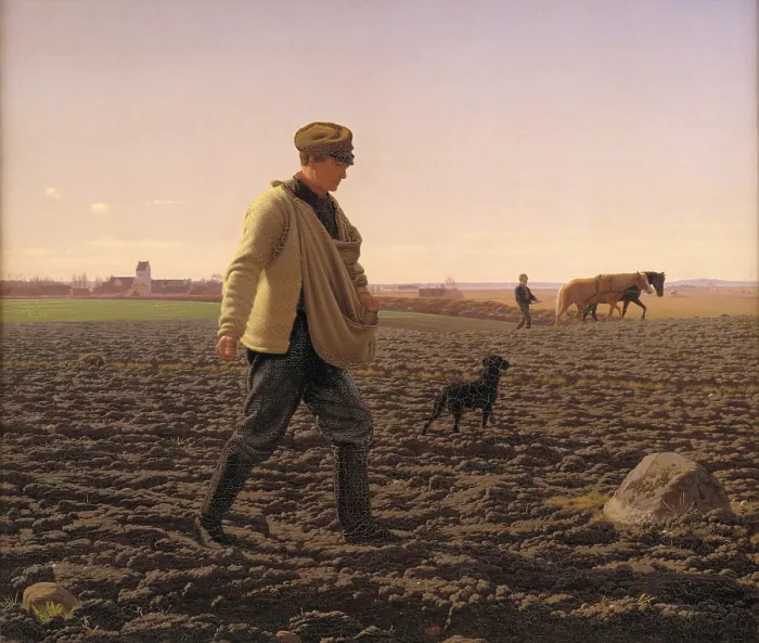 Framed Print : The sower, 1859. Creator: Vermehren, Frederik (1823-1910) Framed Print : The sower, 1859. Creator: Vermehren, Frederik (1823-1910)