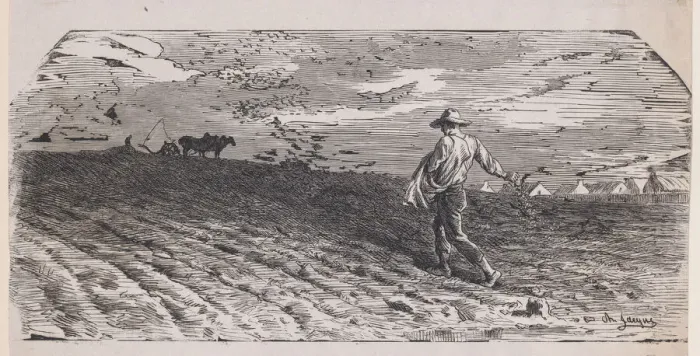 Framed Print : The Sower, ca. 1852. Creator: Jacques-Adrien Lavieille