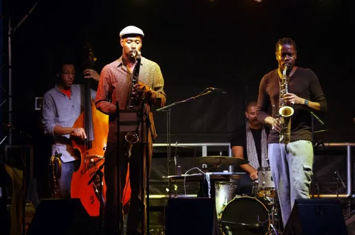 Framed Print : Soweto Kinch and Shabaka Hutchings, Imperial Wharf Jazz Festival, London, 2011. Artist Framed Print : Soweto Kinch and Shabaka Hutchings, Imperial Wharf Jazz Festival, London, 2011. Artist