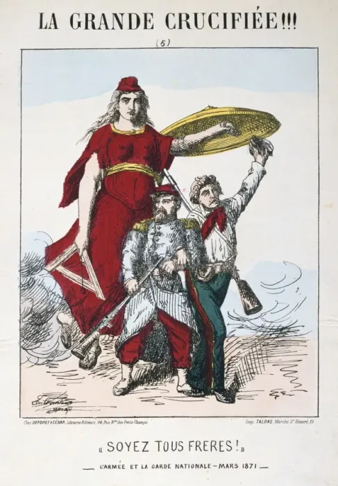 Framed Print : Soyez les Freres!, allegory of Republican France, 1871. Artist: E Courtaux Framed Print : Soyez les Freres!, allegory of Republican France, 1871. Artist: E Courtaux