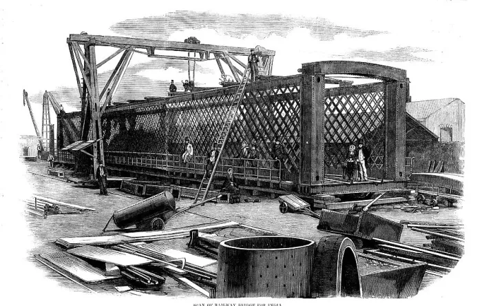 Framed Print : Span of Railway Bridge for India, 1858. Creator: Unknown Framed Print : Span of Railway Bridge for India, 1858. Creator: Unknown
