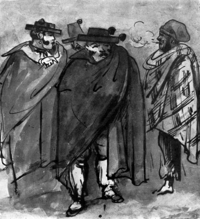 Framed Print : Spaniards, (1930). Artist: Constantin Guys Framed Print : Spaniards, (1930). Artist: Constantin Guys