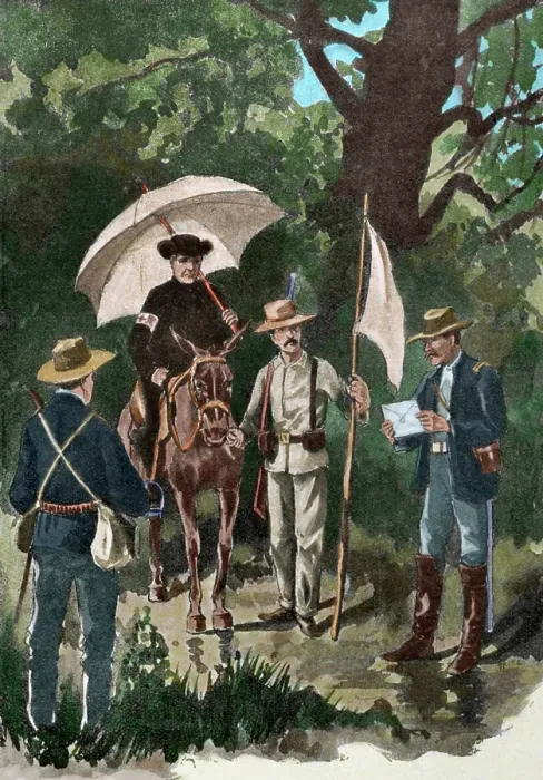 Framed Print : Spanish-American War, 1898; White flag after the battle of El Caney, 1898. Creator: Unknown Framed Print : Spanish-American War, 1898; White flag after the battle of El Caney, 1898. Creator: Unknown