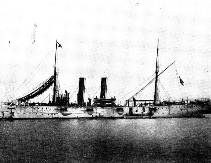 Framed Print : The Spanish-American War: US war-ships - Marblehead, twin-screw cruiser, 1898. Creator: Symonds & Co Framed Print : The Spanish-American War: US war-ships - Marblehead, twin-screw cruiser, 1898. Creator: Symonds & Co