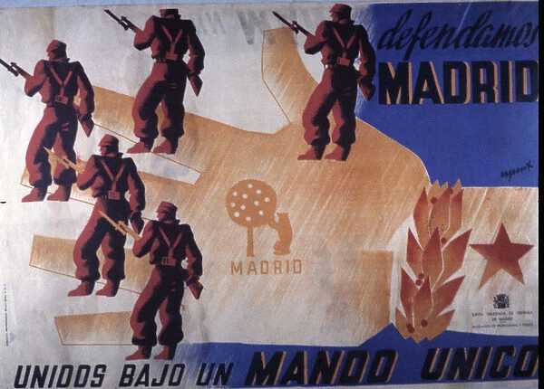 Spanish Civil War (1936 - 1939), propaganda poster of the Republican Government encouraging
