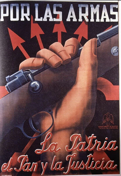 Spanish Civil War (1936-1939), poster Por las armas (For weapons), original by Cabanas