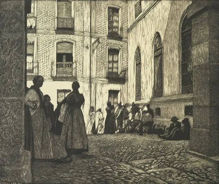 Framed Print : A Spanish courtyard, 1926. Creator: Sydney Lee Framed Print : A Spanish courtyard, 1926. Creator: Sydney Lee