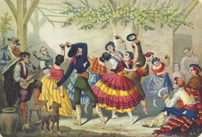 Framed Print : Spanish dancers, mid 19th century Framed Print : Spanish dancers, mid 19th century