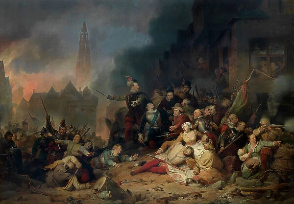 The Spanish Fury at Antwerp, 1837. Creator: Braekeleer, Ferdinand de, the Elder (1792-1883)