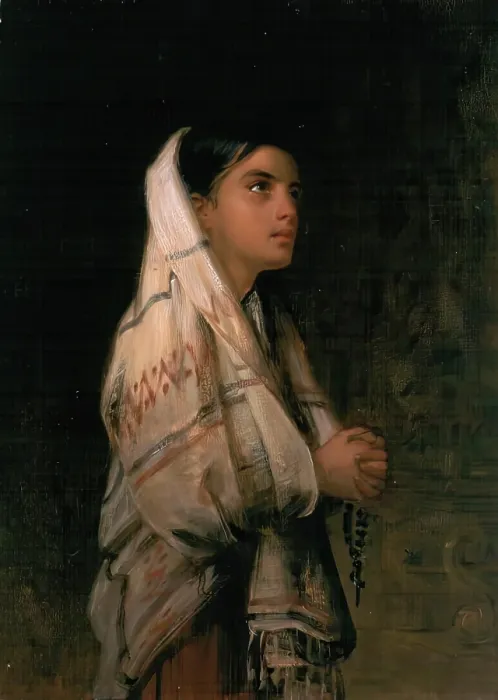 Framed Print : A Spanish Girl Praying, c1875-1885. Creator: Edwin Long Framed Print : A Spanish Girl Praying, c1875-1885. Creator: Edwin Long