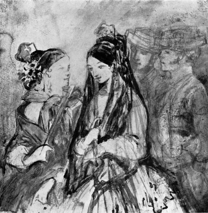 Framed Print : Spanish Ladies, 19th century, (1930). Artist: Constantin Guys Framed Print : Spanish Ladies, 19th century, (1930). Artist: Constantin Guys