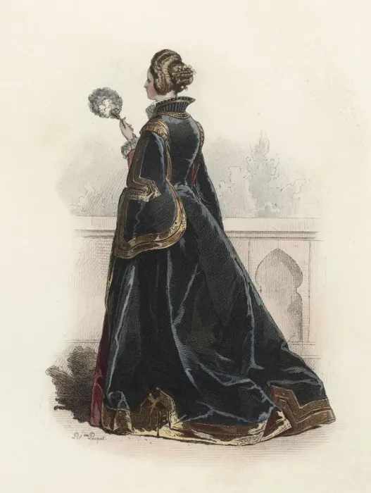 Framed Print : Spanish Lady, in the modern age, color engraving 1870 Framed Print : Spanish Lady, in the modern age, color engraving 1870
