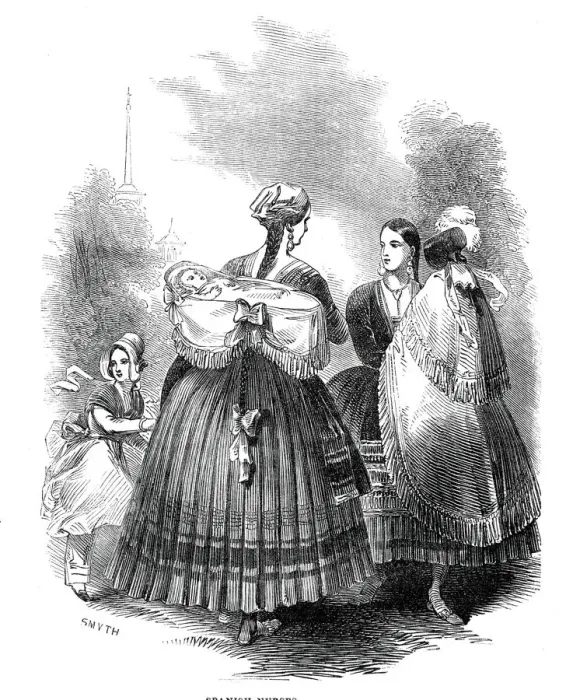 Framed Print : Spanish nurses, 1845. Creator: Smyth Framed Print : Spanish nurses, 1845. Creator: Smyth