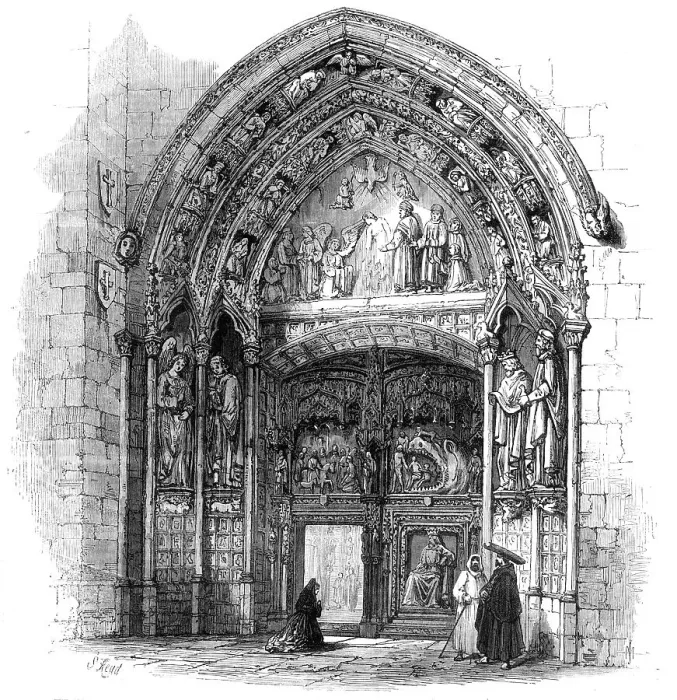 Framed Print : The Spanish Revolution: entrance...to Burgos Cathedral, where the governor was murdered, 1869. Creator: Unknown Framed Print : The Spanish Revolution: entrance...to Burgos Cathedral, where the governor was murdered, 1869. Creator: Unknown
