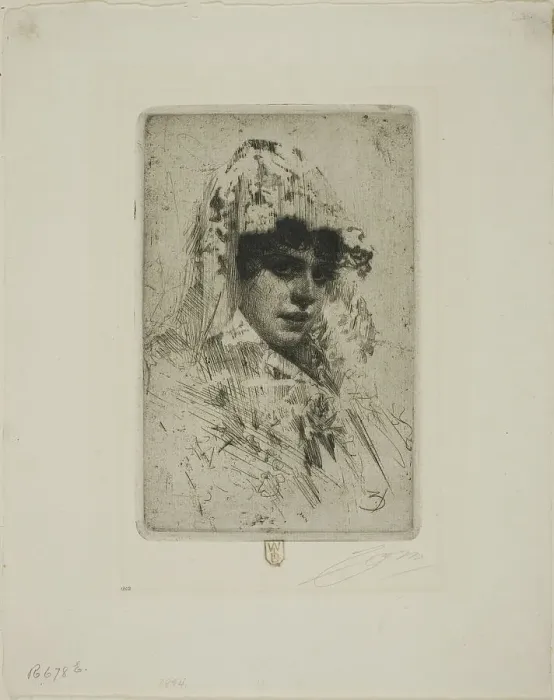 Framed Print : Spanish Woman, 1884. Creator: Anders Leonard Zorn Framed Print : Spanish Woman, 1884. Creator: Anders Leonard Zorn