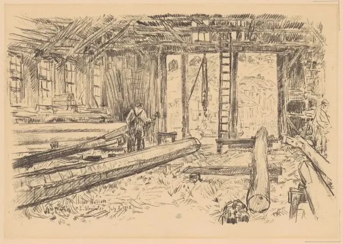 Framed Print : The Spar Shop, Gloucester, 1918. Creator: Frederick Childe Hassam