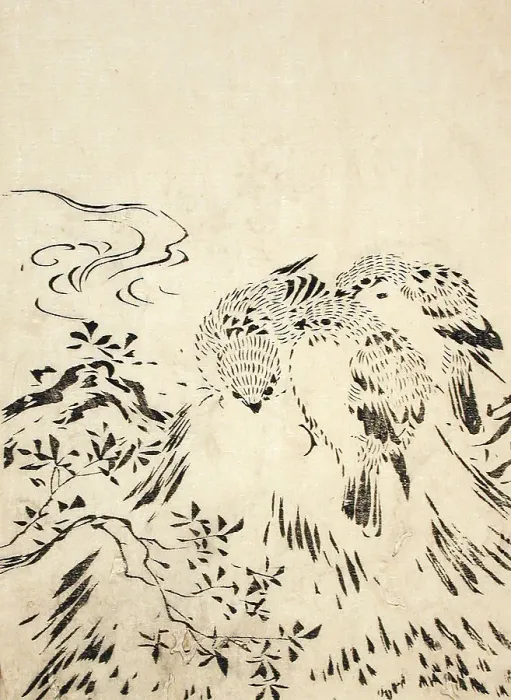Framed Print : Sparrows, Printed 1762. Creator: Miyazaki Yuzen Framed Print : Sparrows, Printed 1762. Creator: Miyazaki Yuzen