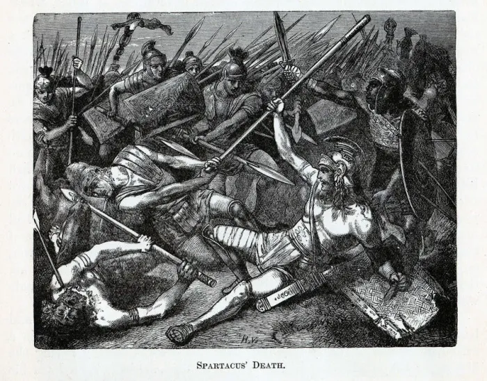 Framed Print : Spartacus Death, 1882. Artist: Anonymous Framed Print : Spartacus Death, 1882. Artist: Anonymous