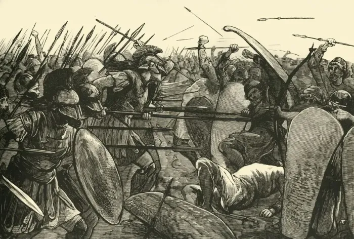 Framed Print : The Spartans at Plataea, 1890. Creator: Unknown Framed Print : The Spartans at Plataea, 1890. Creator: Unknown