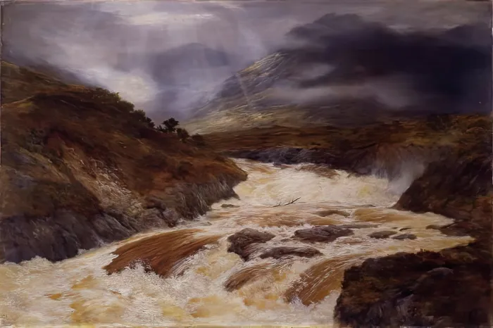 Framed Print : Spate in The Highlands, 1868. Creator: Peter Graham Framed Print : Spate in The Highlands, 1868. Creator: Peter Graham