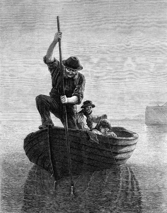 Framed Print : Spearing Flounders, by H. MacCallum, 1871. Creator: Unknown Framed Print : Spearing Flounders, by H. MacCallum, 1871. Creator: Unknown