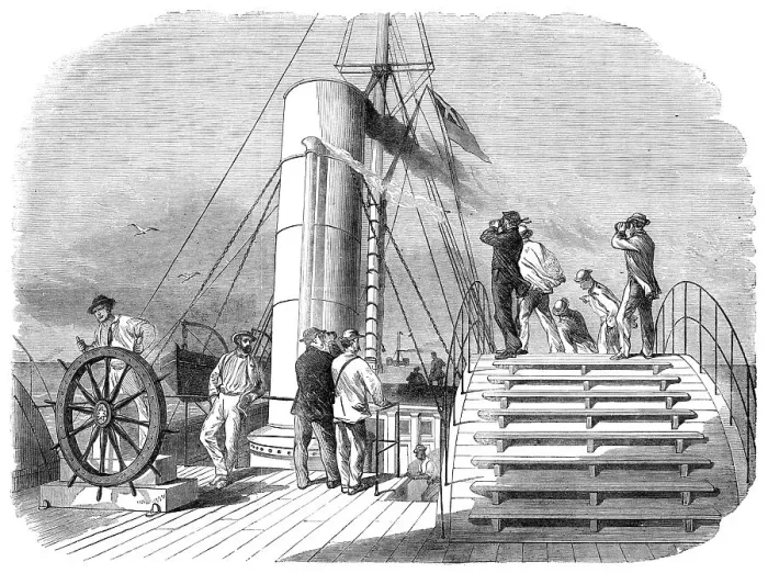 Framed Print : Our Special Artist on board The Lilian, running the blockade into Wilmington Harbour... 1864. Creator: Unknown. Our Special Artist on board The Lilian, running the blockade into Wilmington Harbour... 1864. Creator: Unknown Framed Print : Our Special Artist on board The Lilian, running the blockade into Wilmington Harbour... 1864. Creator: Unknown. Our Special Artist on board The Lilian, running the blockade into Wilmington Harbour... 1864. Creator: Unknown