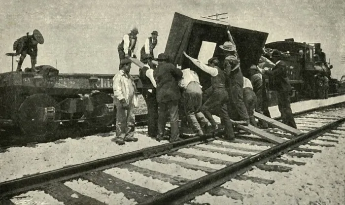 Framed Print : A Special Goods Train Takes It On The Rails, 1901. Creator: Unknown Framed Print : A Special Goods Train Takes It On The Rails, 1901. Creator: Unknown