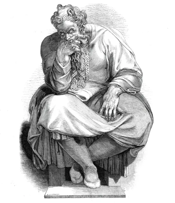 Framed Print : Specimen of wood-engraving - the Prophet Jeremiah, from the painting by Michael Angelo Framed Print : Specimen of wood-engraving - the Prophet Jeremiah, from the painting by Michael Angelo