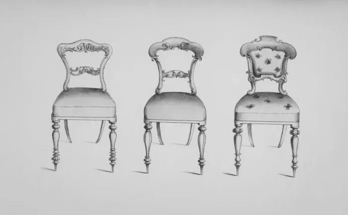 Framed Print : Specimens of Furniture in the Elizabethan & Louis Quatorze Styles. Adapted for Mod Framed Print : Specimens of Furniture in the Elizabethan & Louis Quatorze Styles. Adapted for Mod