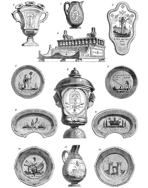 Specimens of M. Champfleury's collection of pottery, illustrative of the French Revolution, 1864. Creator: Unknown