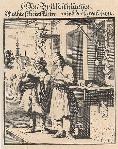 Spectacle Maker (From Abbildung der gemein-nutzlichen Haupt-Stande), 1698. Artist: Weigel, Christoph, the Elder (1654-1725)