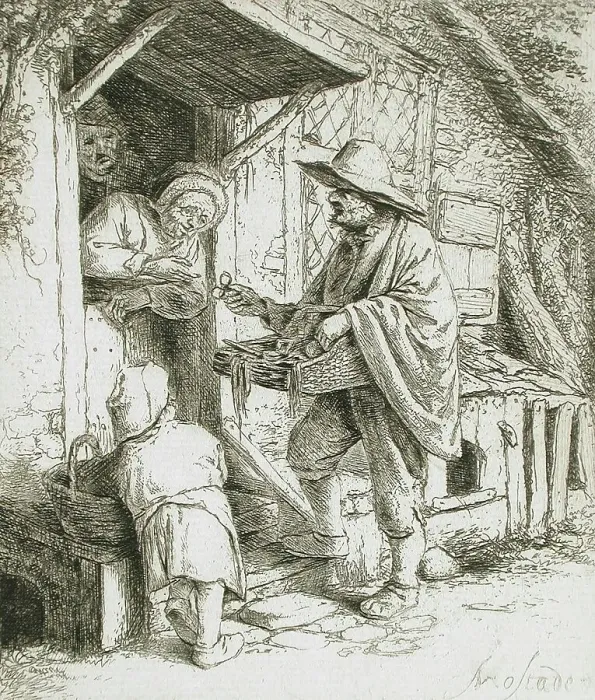 Framed Print : The Spectacle Seller, c1646. Creator: Adriaen van Ostade Framed Print : The Spectacle Seller, c1646. Creator: Adriaen van Ostade