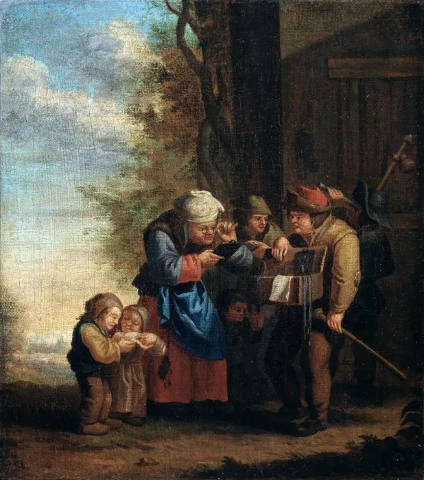 Framed Print : The Spectacles Seller, Eyesight (from the series The Five Senses ), 17th century. Artist: Andries Dirksz Both Framed Print : The Spectacles Seller, Eyesight (from the series The Five Senses ), 17th century. Artist: Andries Dirksz Both