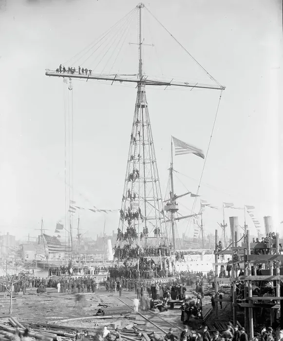 Framed Print : Spectators on day of launching of U.S.S. Maine, 1889. Creator: Unknown Framed Print : Spectators on day of launching of U.S.S. Maine, 1889. Creator: Unknown