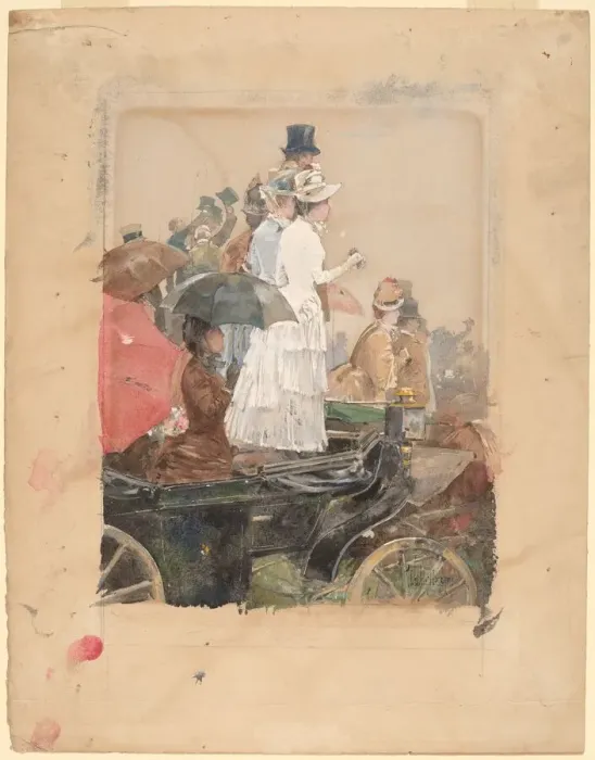 Framed Print : Spectators at the Grand Prix, 1888. Creator: Frederick Childe Hassam Framed Print : Spectators at the Grand Prix, 1888. Creator: Frederick Childe Hassam