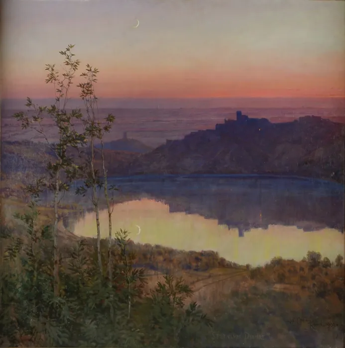 Framed Print : Speculum Dianae - Lake Nemi, 1909. Creator: Coleman, Enrico (1846-1911) Framed Print : Speculum Dianae - Lake Nemi, 1909. Creator: Coleman, Enrico (1846-1911)