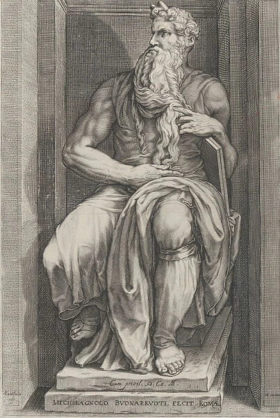 Speculum Romanae Magnificentiae: Moses after the sculpture by Michelangelo, 16th c
