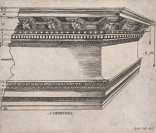 Speculum Romanae Magnificentiae: Corinthian entablature, ca. 1535. ca. 1535