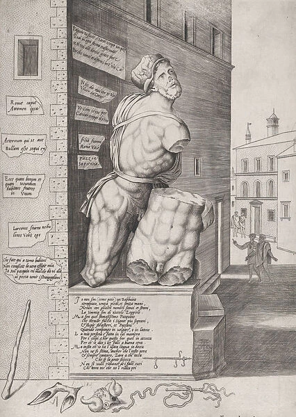 Speculum Romanae Magnificentiae: Statue of Pasquin in the House of Cardinal Ursino, 1550