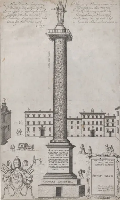 Framed Print : Speculum Romanae Magnificentiae: The Antonine Column, 1589. 1589. Creator: Anon Framed Print : Speculum Romanae Magnificentiae: The Antonine Column, 1589. 1589. Creator: Anon