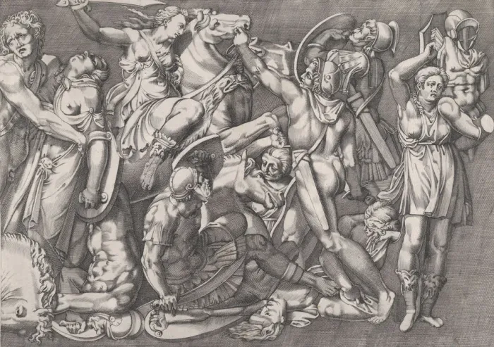 Framed Print : Speculum Romanae Magnificentiae: Battle of the Amazons, 1559. 1559 Framed Print : Speculum Romanae Magnificentiae: Battle of the Amazons, 1559. 1559