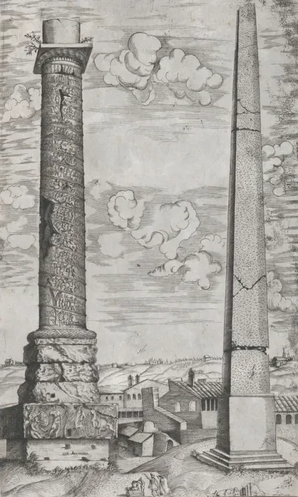 Framed Print : Speculum Romanae Magnificentiae: Column of Antoninus and a Roman Obelisk, 16th cen Framed Print : Speculum Romanae Magnificentiae: Column of Antoninus and a Roman Obelisk, 16th cen