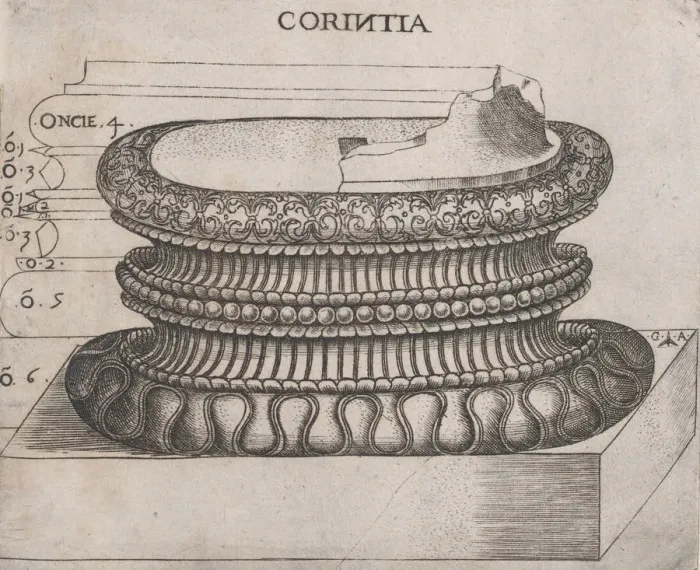Framed Print : Speculum Romanae Magnificentiae: Corinthian base, ca. 1537. ca. 1537. Creator: Master GA Framed Print : Speculum Romanae Magnificentiae: Corinthian base, ca. 1537. ca. 1537. Creator: Master GA