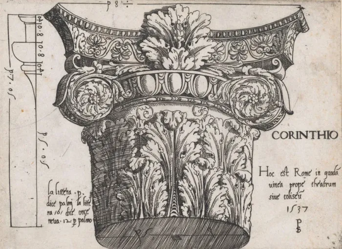 Framed Print : Speculum Romanae Magnificentiae: Corinthian capital, 1537. 1537. Creator: Master PS
